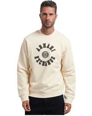 ARMANI EXCHANGE Hoodies & Sweatvesten ,Katoen Sweatshirt Met Ronde Hals En Logo - Naturel