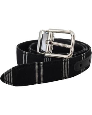 Dolce & Gabbana Schwarz Weiß Baumwolle Metall Silber Schnalle Gürtel