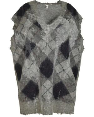 R13 Grüner destroyed pullover - Grau