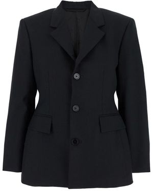 Balenciaga Sanduhr Schwarze Wolljacke Frau