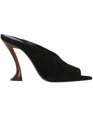 Lanvin Midnight Step Schleife Leder-Mules Mit Absatz - Schwarz