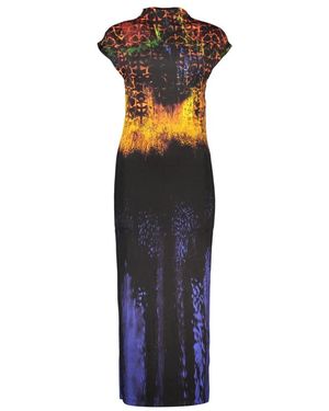 Desigual Kleedjes ,Veelkleurig ,Psicho Animal Lacroix Dress - Blauw