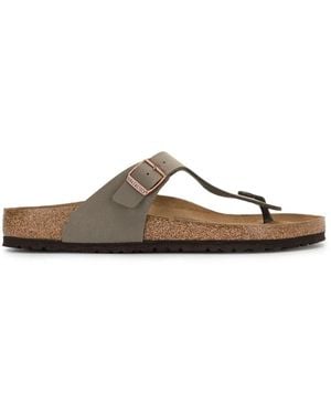 Birkenstock Flache Schiebeplatten in Steingrau - Braun