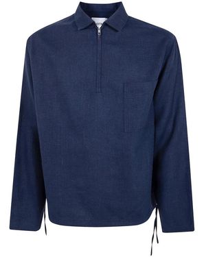 Arte' Truien & Vesten ,Blauw ,Linnen Linnen Pullover Met Korte Rits