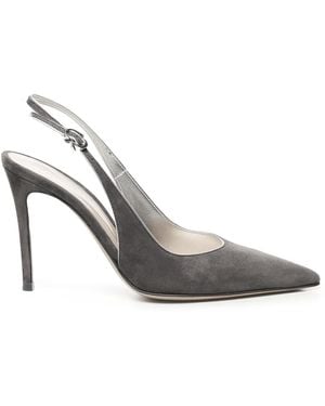 Gianvito Rossi Grijze Suède Stiletto Hak Schoenen - Metallic