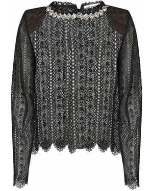 Self-Portrait Long Sleeve Tops - Negro