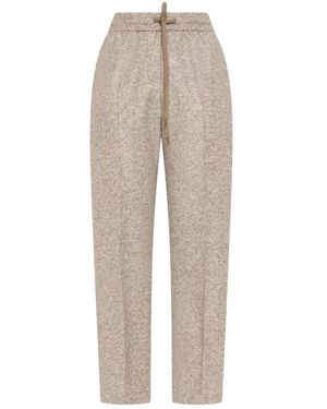 Seventy Broek Met Wol-Effect Vilt - Naturel