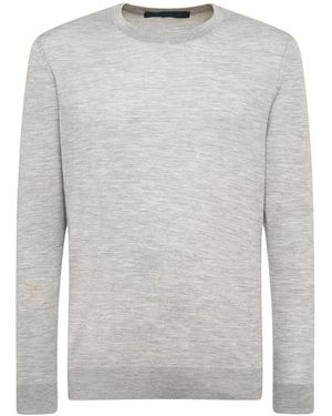 Kiton Hellgrauer woll-rundhalsausschnitt-pullover