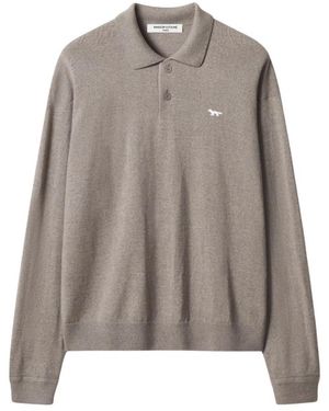 Maison Kitsuné Hoodies & Sweatvesten ,Katoen Profile Fox Comfort Polo - Bruin