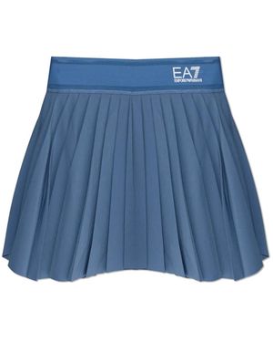 EA7 Geplooide Rok Met Logo - Blauw