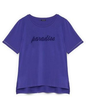 FIORELLA RUBINO Tops ,Blauw ,Katoen Katoenen T-Shirt Met Pailletten - Paars