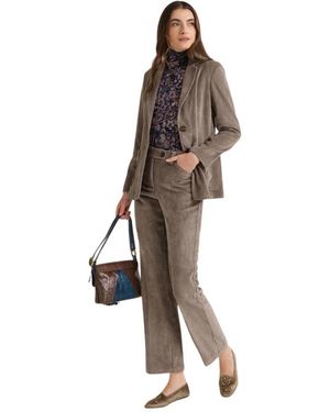 Maliparmi Broeken ,Grijs ,Polyester Corduroy Velvet Trouser - Bruin