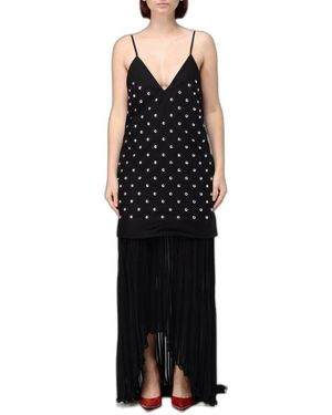 MSGM Kleedjes ,Zwart ,Jurk Met Studs En Plooi Asymmetrisch