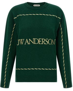JW Anderson Truien & Vesten ,Groen ,Wol Ronde Hals Gebreide Kleding