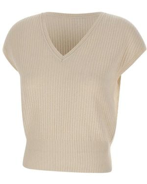 Eleventy V-Neck Knitwear - Natural