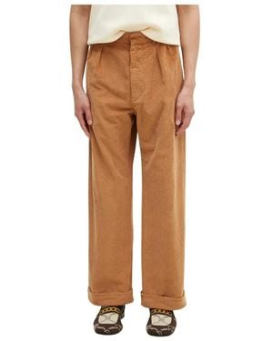 WOOD WOOD Straight Trousers - Marron