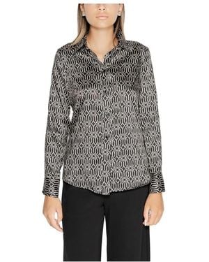 Rinascimento Blusa con colletto in seta con stampa geometrica - Grigio