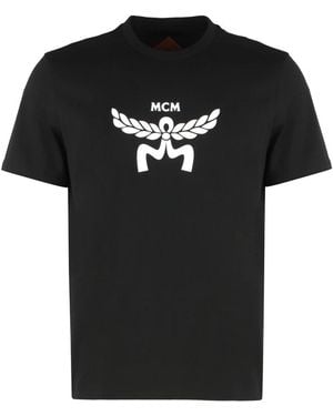 MCM Tops ,Zwart ,Katoen Katoenen T-Shirt Met Ronde Hals