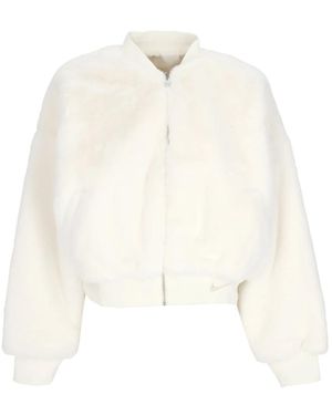 Nike Damen Fur W Sportswear Wende-Bomberjacke Aus Kunstpelz Segel/Sanddrift - Weiß