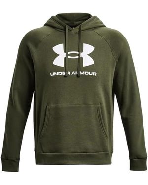Under Armour Rival Fleece Logo Herenhoodie Marine Od Groente Wit