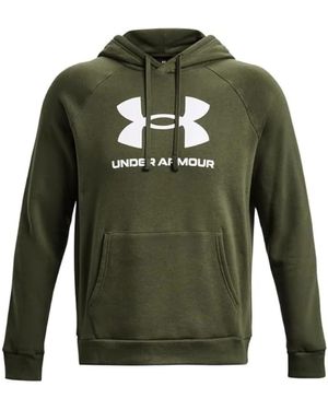 Under Armour Rival Fleece Logo Herenhoodie Marine Od Groente Wit
