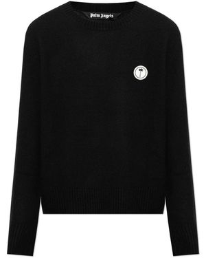 Palm Angels Wollpullover Mit Aufgenähtem Logo - Schwarz