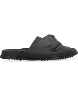 Rick Owens Leder-Slides Mit Runder Zehenpartie - Schwarz