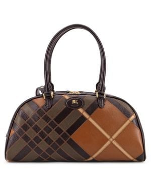 Burberry Stilvolle Lederhandtasche Mit Reißverschluss - Braun