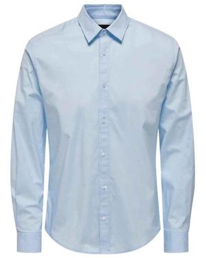 Only & Sons Slim Poplin Overhemd Easy Iron - Blauw
