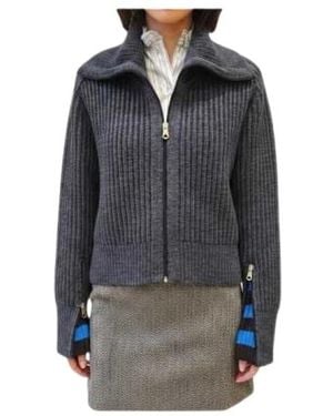 Paul Smith Truien & Vesten ,Grijs ,Wol Grof Gebreid Vest - Blauw