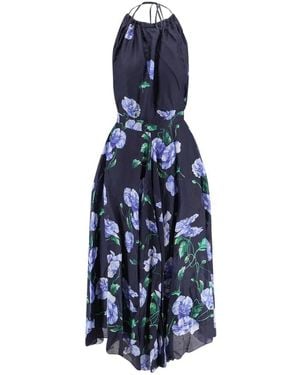 Lavi Plumeria Midi Kleid - Blau