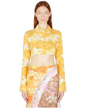 Rave Review Overhemden ,Veelkleurig ,Katoen Bloemen Cropped Shirt - Metallic