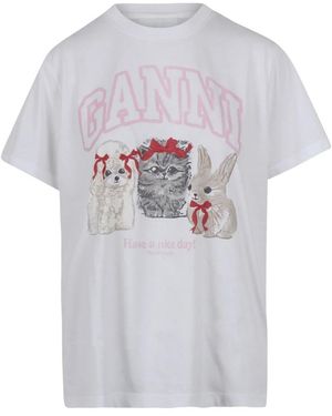 Ganni T-Shirts - White