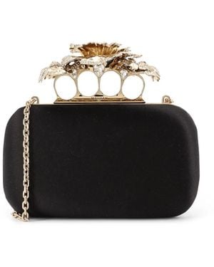 McQueen Zwarte Tas Met Strass Juwelen En Ketting