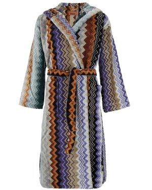 Missoni Hoodies & Sweatvesten ,Veelkleurig ,Katoen Giacomo Badjas Met Capuchon - Blauw