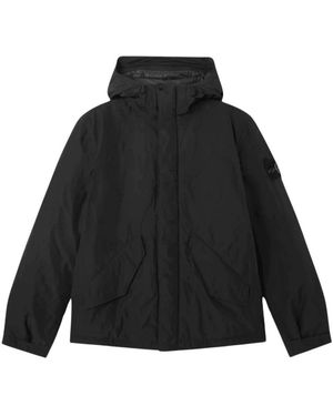 Stone Island Jassen ,Zwart ,Polyester Micro Twill Korte Parka