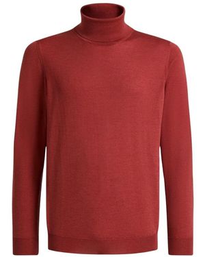 Kiton Luxuriöser Cashmere Seiden Rollkragen Top - Rot