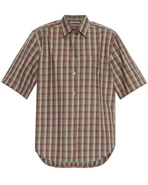 Acne Studios Overhemden ,Veelkleurig ,Wol Geruit Overhemd Met Knopen - Bruin