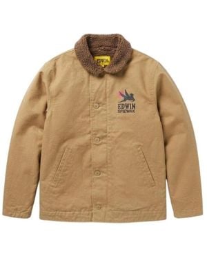 Edwin Jassen ,Bruin ,Katoen Deck Jacket - Naturel