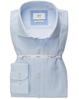 Eterna Modern Fit Long Sleeve Shirt - Blauw