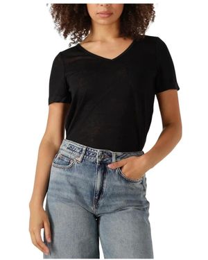 Object Objetessi Slub S/S V-Neck Noos - Schwarz