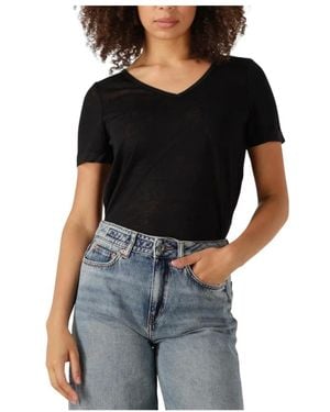 Object Tops &Amp; T-Shirts Objetessi Slub S/S V-Neck Noos - Zwart
