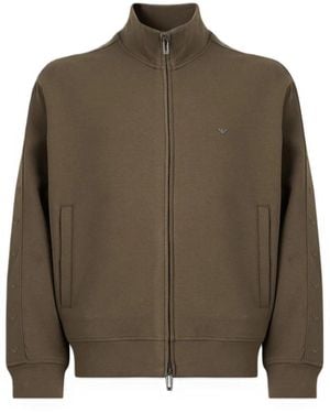 Emporio Armani Hoodies & Sweatvesten ,Bruin ,Katoen Sportief Zipjack - Groen