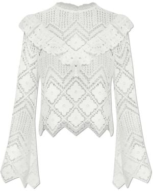 Self-Portrait Overhemden ,Wit ,Katoen Crochet Broderie Kanten Top