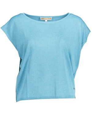 Kocca Truien & Vesten ,Blauw ,Sleeveless T-Shirt Boat Neck Logo