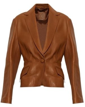 Max Mara Jassen ,Bruin ,Leer Leren Jas Avenue