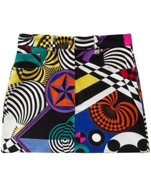 Versace Rokken ,Veelkleurig ,Katoen Printed Velvet Mini Skirt - Blauw