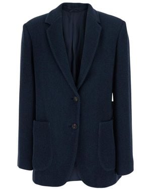 Brunello Cucinelli Jassen ,Blauw ,Wol Enkelrijig Jasje