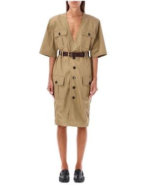 Saint Laurent Midi Dresses - Natural