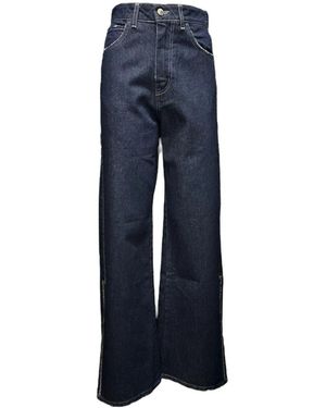 Giulia N Couture Pantalones Palazzo De Mezclilla Con Abertura Lateral, Mujer, Talla - Azul
